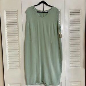 Elisabeth by Liz Claiborne 100% Silk Sage Green Sheath Dress Size 18 NWT